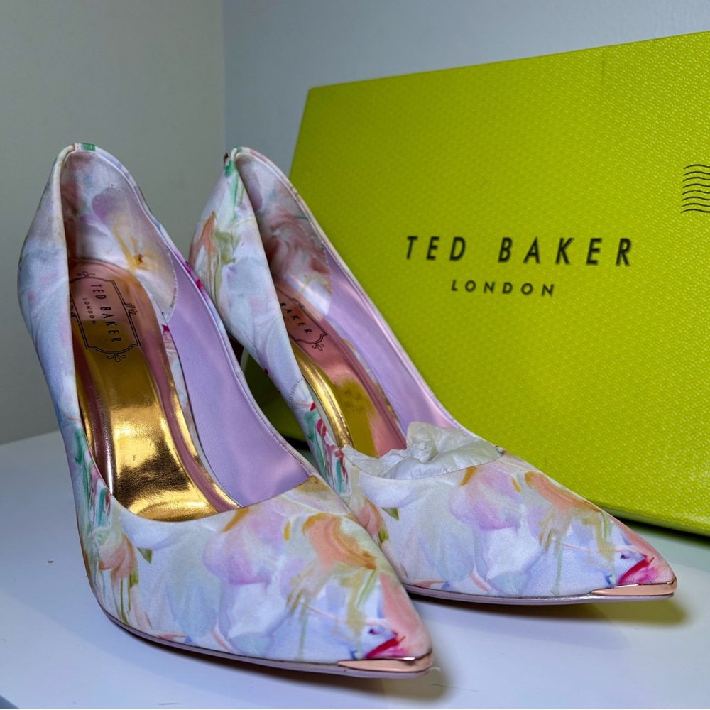 Ted Baker London Watercolor Floral Heels Worn Once Sz 7